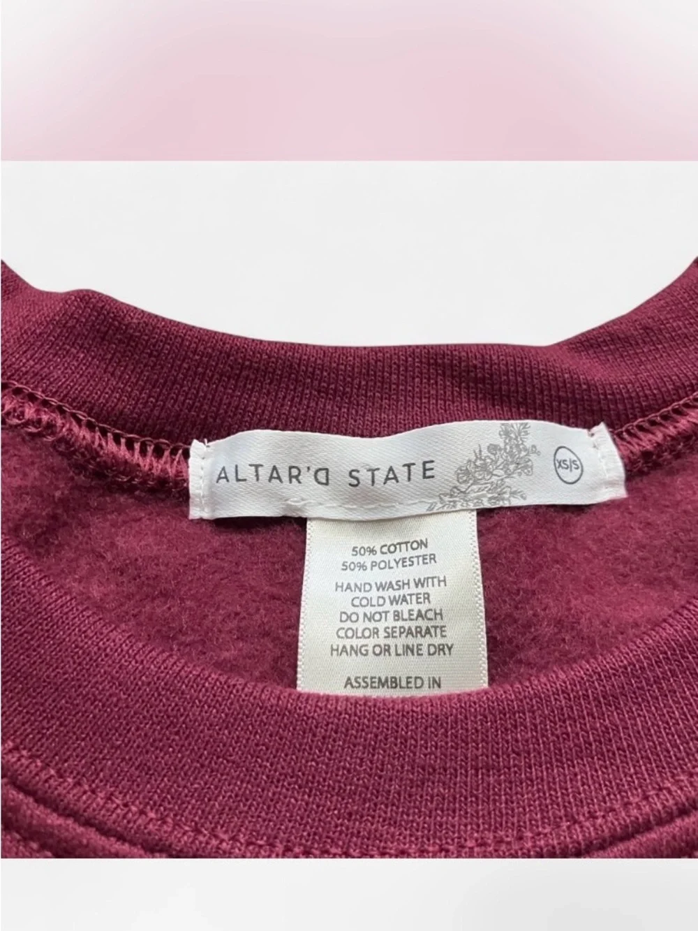 Altar'd State Oversized Nantucket Embroidered cotton blend crewneck size S